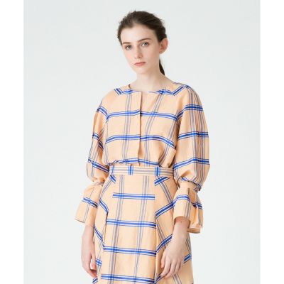 ＜allureville (Women)＞ＭＡＮＴＥＣＯリネンチェックブラウス