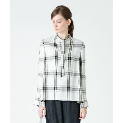 ＜allureville (Women)＞リオペルチェックペプラムブラウス
