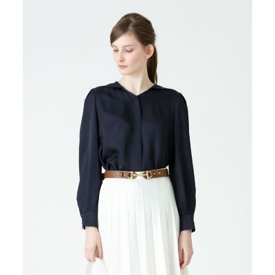 ＜allureville (Women)＞アセテートツイルセーラーカラーブラウス