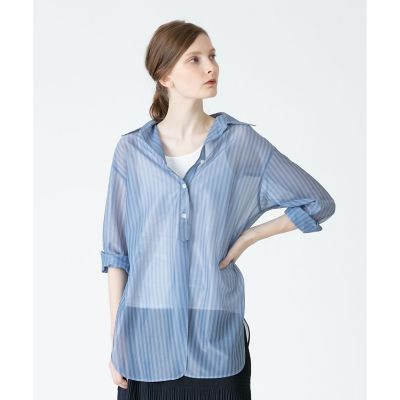 ＜allureville (Women)＞ストライプフロントスリットシャツ