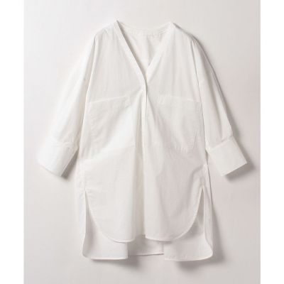 ＜allureville (Women)＞Ｖネックステップヘムロングシャツ