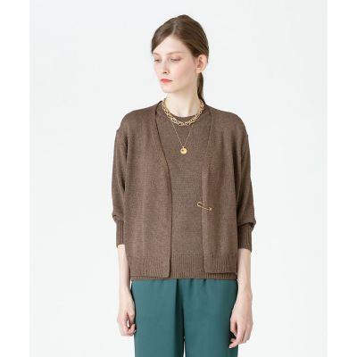 ＜allureville (Women)＞シャイニーラメコードショートカーディガン