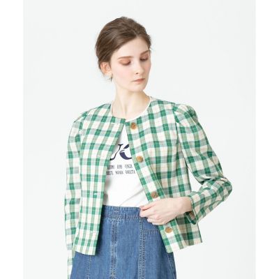 ＜allureville (Women)＞【セットアップ対応商品】カラーチェックショルダーコンシャスジャケット