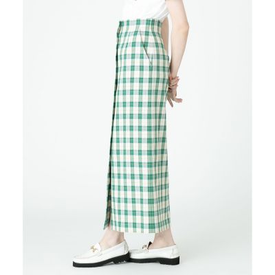 【セットアップ対応商品】カラーチェックハイウエストタイトスカート