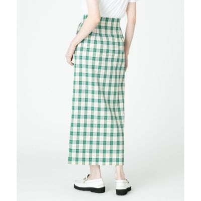 【セットアップ対応商品】カラーチェックハイウエストタイトスカート