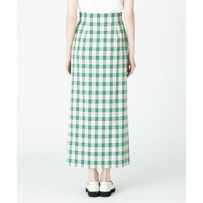 【セットアップ対応商品】カラーチェックハイウエストタイトスカート