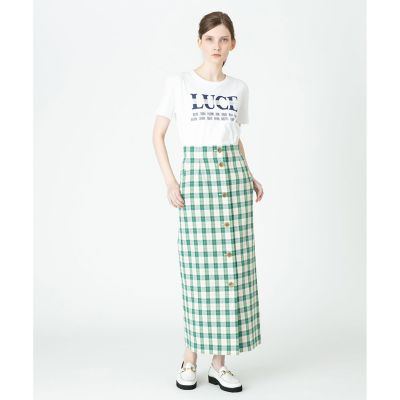 【セットアップ対応商品】カラーチェックハイウエストタイトスカート