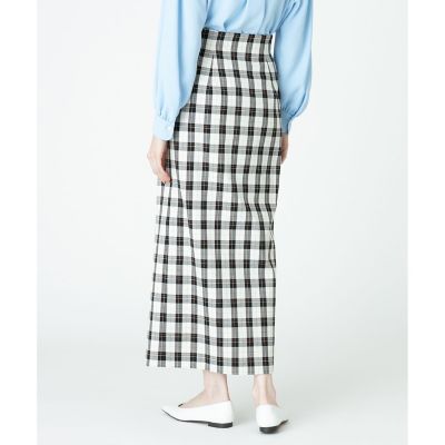 【セットアップ対応商品】カラーチェックハイウエストタイトスカート
