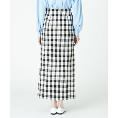 【セットアップ対応商品】カラーチェックハイウエストタイトスカート