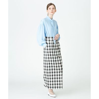【セットアップ対応商品】カラーチェックハイウエストタイトスカート