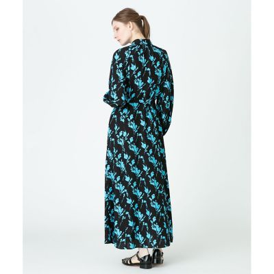 ツートンフラワーシャツワンピース