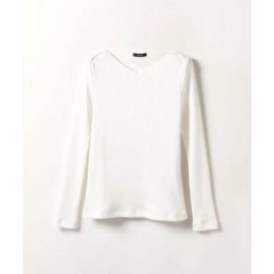 ＜allureville (Women)＞フレンチネックリブプルオーバー