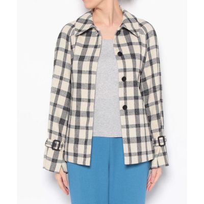 チェックステンカラーショートコート | allureville (Women