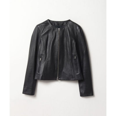 allureville レザークルーネックブルゾン レザークルーネックブルゾン | allureville (Women