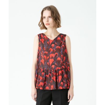 ＜allureville (Women)＞レッドフラワーペプラムプルオーバー