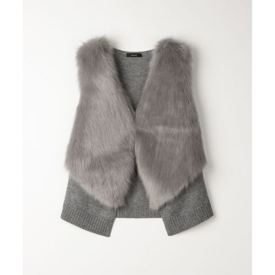 【アルアバイル】フェイクファードッキングショートジレ　グレー フェイクファードッキングショートジレ | allureville (Women