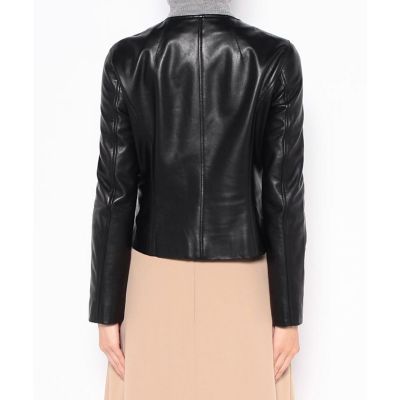 allureville レザークルーネックブルゾン レザークルーネックブルゾン | allureville (Women