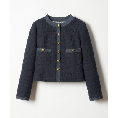 ◯ m様　アルアバイル 24SS 定価5.3万 ツイードノーカラー ジャケット セール】 スクエアツイードクルージャケット （ノーカラー