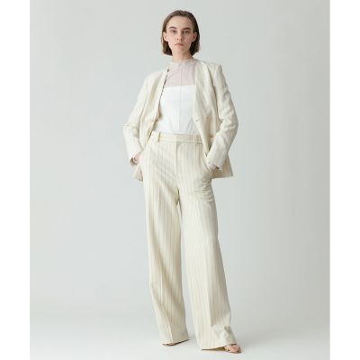 439美品✨allureville ピンストライプカラーレスジャケット ブラック ピンストライプカラーレスジャケット | allureville (Women