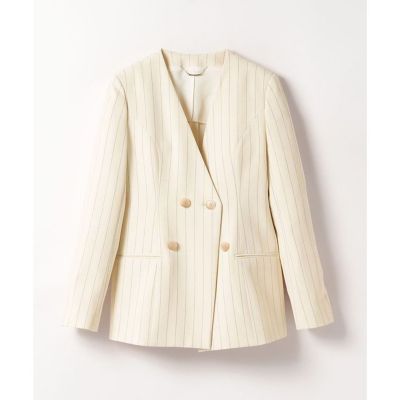 【美品】アルアバイル ノーカラー　ピンストライプカラーレス ジャケット allureville ジャケット ノーカラージャケット ピンストライプ