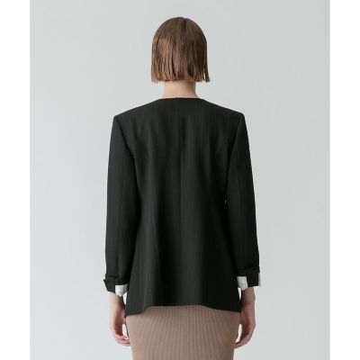 ピンストライプカラーレスジャケット | allureville (Women