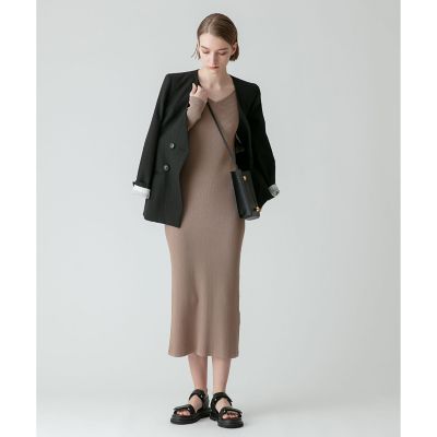 439美品✨allureville ピンストライプカラーレスジャケット ブラック ピンストライプカラーレスジャケット | allureville (Women