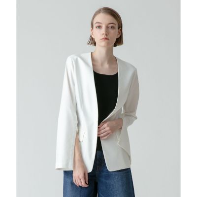 リネンツイルストレッチスリットスリーブジャケット | allureville