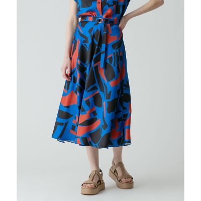 【SALE】allureville (Women)/アルアバイル ブロックキカプリントフレアスカート 61ブルー ロングスカート【三越伊勢丹/公式】