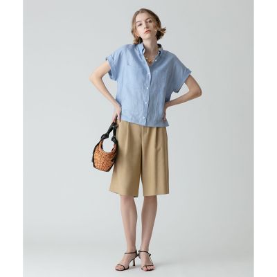 アルアバイル　allureville ハーフパンツ　リネン　ベージュ リオペルリネンライクスラブハーフパンツ | allureville (Women