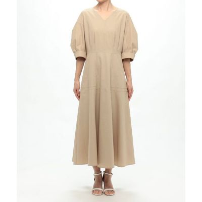 【美品】allurevilleアルアバイル　ツイルVネックパフスリーブワンピース ツイルVネックパフスリーブワンピース | allureville (Women