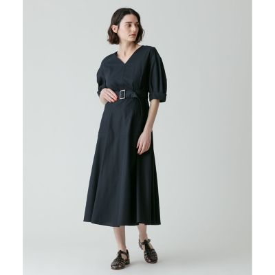 【美品】allurevilleアルアバイル　ツイルVネックパフスリーブワンピース ツイルVネックパフスリーブワンピース | allureville (Women