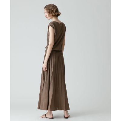 プリーツリブフレンチスリーブワンピース | allureville (Women  