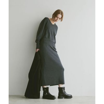 ＜allureville (Women)＞【セットアップ対応商品】ウールスムースタイトスカート