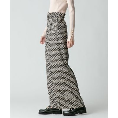 アルアバイル モダンチェーンプリント配色シャツ タックフレアパンツ 