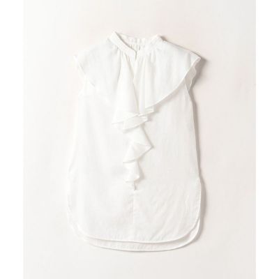 allureville - 【美品】アルアバイル ツイルラッフルカラーノースリーブブラウス ブルー Mサイズ ツイルラッフルカラーノースリーブブラウス | allureville