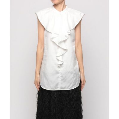 allureville - 【美品】アルアバイル ツイルラッフルカラーノースリーブブラウス ブルー Mサイズ 美品】アルアバイル ツイルラッフルカラーノースリーブブラウス