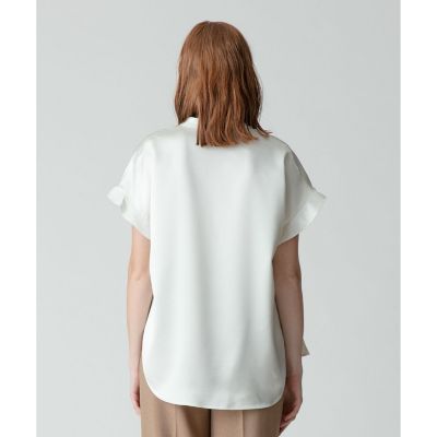 新品 allureville スキッパーステップヘムブラウス ベージュ 光沢 M スキッパーステップヘムブラウス | allureville (Women)/アルアバイル