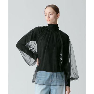 ＜allureville (Women)＞ナイロンチュールギャザーブラウス