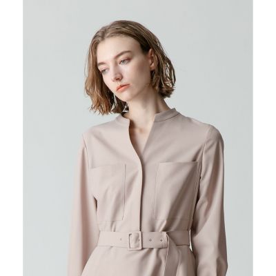 梳毛調ポリエステルスラッシュネックワンピース | allureville (Women