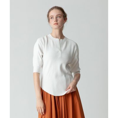 ＜allureville (Women)＞スキッパーネックラウンドヘムプルオーバー