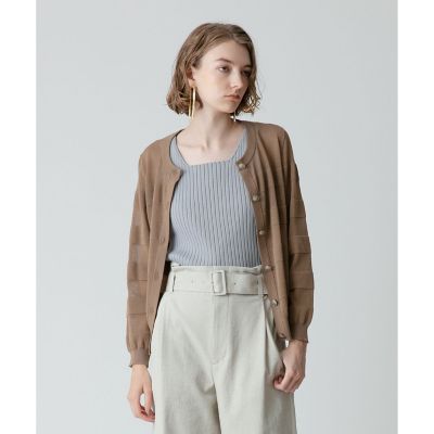 ＜allureville (Women)＞シアーバスクボーダーカーディガン