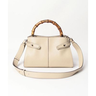 【ＬＯＲＩＳＴＥＬＬＡ　ｐｅｒ　ａｌｌｕｒｅｖｉｌｌｅ】バンブーハンドルフロントステッチバッグ