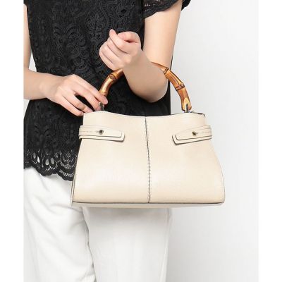 【ＬＯＲＩＳＴＥＬＬＡ　ｐｅｒ　ａｌｌｕｒｅｖｉｌｌｅ】バンブーハンドルフロントステッチバッグ