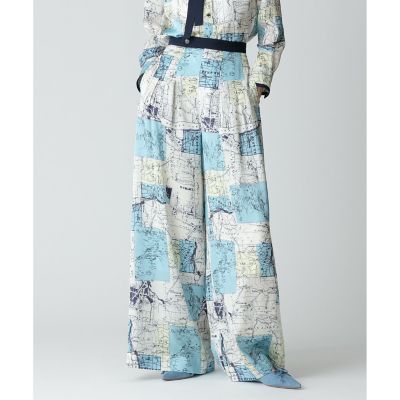 ＜allureville (Women)＞マッププリントタックワイドパンツ