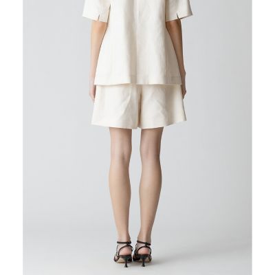 新品未使用　タグ付き　eLLa ella_selectshop 白パンツ セットアップ対応可能】リネンコンシャークスキンショートパンツ