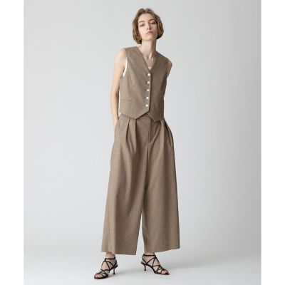 【セットアップ対応可能】リネン混ツイルアンクルタックパンツ
