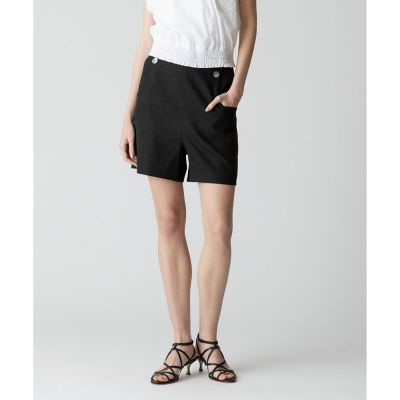 【SALE】allureville (Women)/アルアバイル リネン/ポリエステルハイライズショートパンツ 95ブラック 【三越伊勢丹/公式】