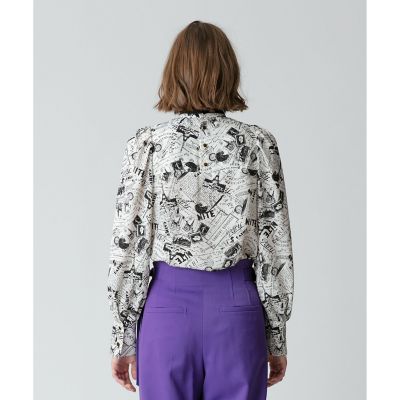 アルアバイル allureville Parisナイトプリントハイカラーブラウス PARISナイトプリントハイカラープラウス （シャツ・ブラウス