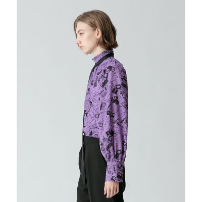 【美品✨】allureville PARISナイトプリントハイカラープラウス 20241013010_6e56b642bfbd6d1a1a