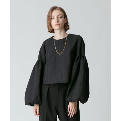 ＜allureville (Women)＞ラメジャガードボリュームスリーブブラウス